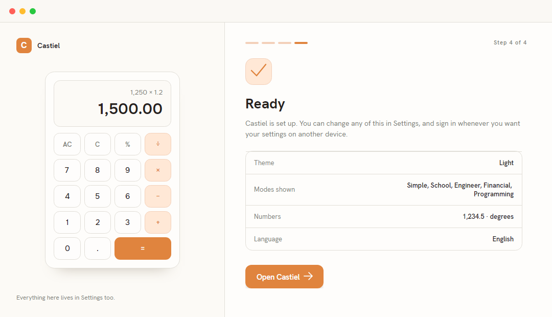 First-run setup, step 4: Ready