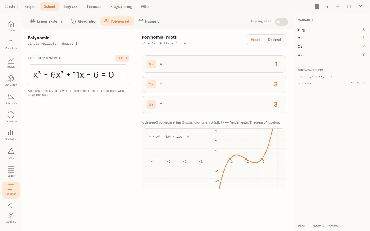 The Polynomial solver with three distinct real roots