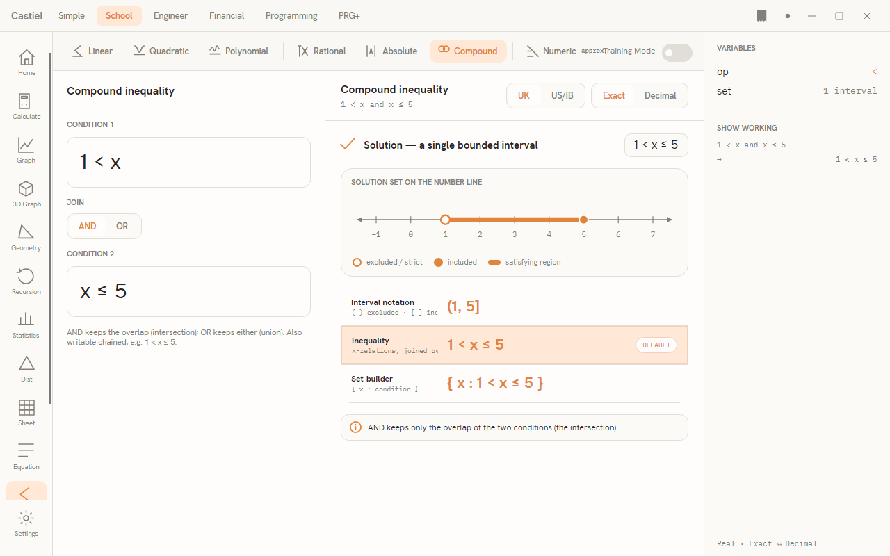 Compound mode joining two conditions with AND